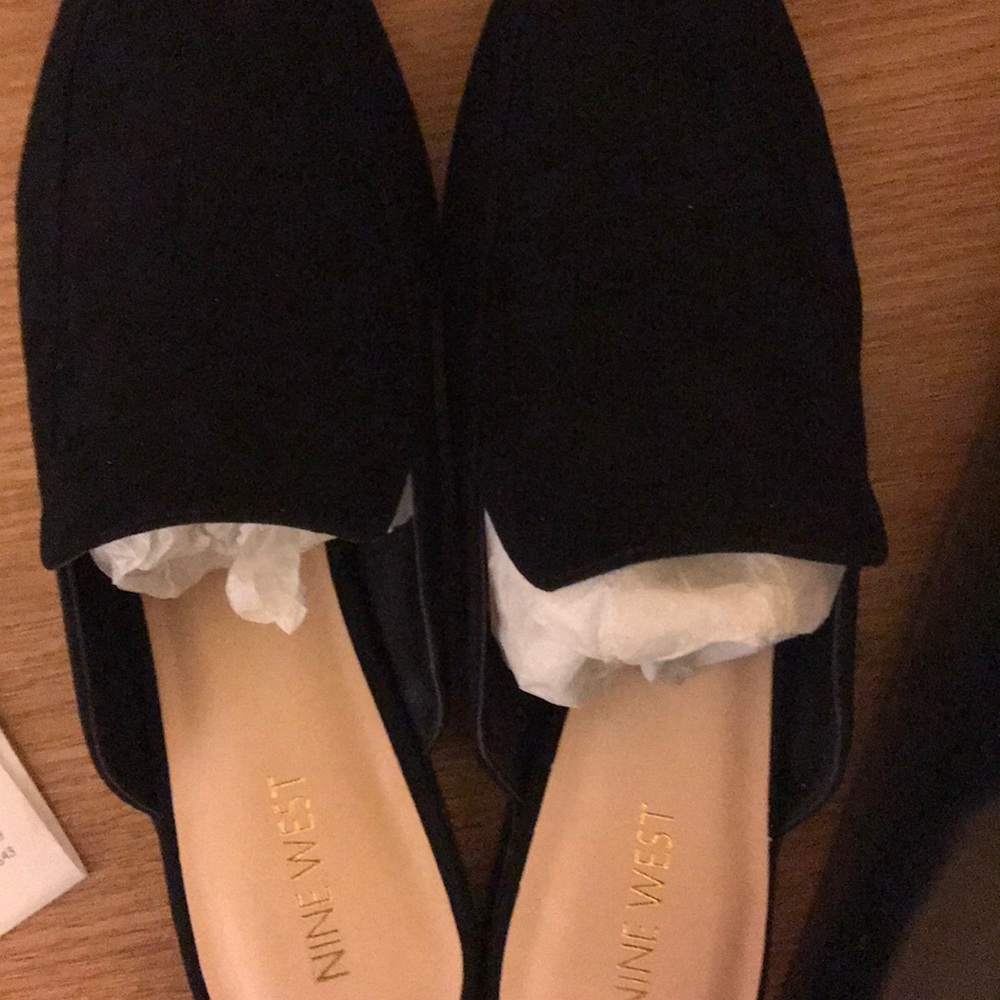 Black slip on mules